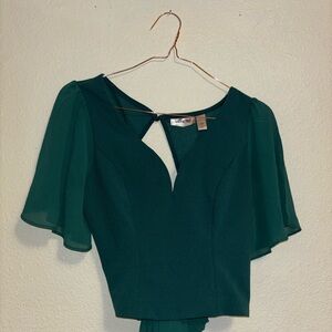 Lulus Green Flutter Sleeve Top